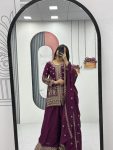 DESIGNER CHINON EMBROIDERY THREAD SEQUENCE WORK TOP PALAZZO WITH DUPATTA PARTY WEAR WHOLESALE PRICE ETHNIC GARMENT (7)