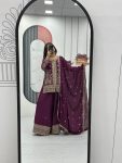 DESIGNER CHINON EMBROIDERY THREAD SEQUENCE WORK TOP PALAZZO WITH DUPATTA PARTY WEAR WHOLESALE PRICE ETHNIC GARMENT (7)