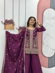 DESIGNER CHINON EMBROIDERY THREAD SEQUENCE WORK TOP PALAZZO WITH DUPATTA PARTY WEAR WHOLESALE PRICE ETHNIC GARMENT (7)