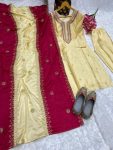 DESIGNER CHINON EMBROIDREY CODING WORK TOP BOTTOM WITH DUPATTA PARTY WEAR WHOLESALE PRICE ETHNIC GARMENT (5)