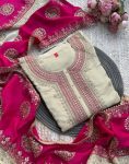 DESIGNER CHINON EMBROIDREY CODING WORK TOP BOTTOM WITH DUPATTA PARTY WEAR WHOLESALE PRICE ETHNIC GARMENT (5)