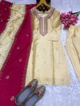 DESIGNER CHINON EMBROIDREY CODING WORK TOP BOTTOM WITH DUPATTA PARTY WEAR WHOLESALE PRICE ETHNIC GARMENT (5)