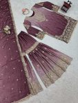DESIGNER CHINON SILK CODING EMBROIDERY MOTI WORK TOP SHARARA WITH DUPATTA PARTY WEAR WHOLESALE PRICE ETHNIC GARMENT (3)