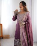 DESIGNER CHINON SILK CODING EMBROIDERY MOTI WORK TOP SHARARA WITH DUPATTA PARTY WEAR WHOLESALE PRICE ETHNIC GARMENT (3)