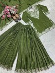 DESIGNER CHINON SILK EMBROIDERY CODING SEQUENCE WORK TOP PALAZZO WITH DUPATTA FESTIVE WEAR WHOLESALE PRICE ETHNIC GARMENT (4)