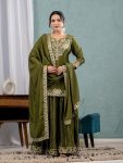 DESIGNER CHINON SILK EMBROIDERY CODING SEQUENCE WORK TOP PALAZZO WITH DUPATTA FESTIVE WEAR WHOLESALE PRICE ETHNIC GARMENT (4)