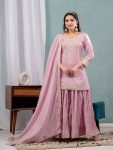 DESIGNER CHINON SILK EMBROIDERY CODING SEQUENCE WORK TOP PALAZZO WITH DUPATTA FESTIVE WEAR WHOLESALE PRICE ETHNIC GARMENT (8)