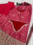 DESIGNER CHINON SILK EMBROIDERY SEQUENCE BANDHEJ PRINT WITH LACE WORK TOP PALAZZO WITH DUPATTA PARTY WEAR WHOLESALE PRICE ETHNIC GARMENT (4)