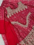 DESIGNER CHINON SILK EMBROIDERY SEQUENCE BANDHEJ PRINT WITH LACE WORK TOP PALAZZO WITH DUPATTA PARTY WEAR WHOLESALE PRICE ETHNIC GARMENT (4)