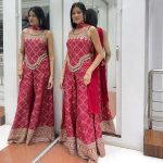 DESIGNER CHINON SILK EMBROIDERY SEQUENCE BANDHEJ PRINT WITH LACE WORK TOP PALAZZO WITH DUPATTA PARTY WEAR WHOLESALE PRICE ETHNIC GARMENT (4)
