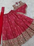 DESIGNER CHINON SILK EMBROIDERY SEQUENCE BANDHEJ PRINT WITH LACE WORK TOP PALAZZO WITH DUPATTA PARTY WEAR WHOLESALE PRICE ETHNIC GARMENT (4)