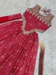 DESIGNER CHINON SILK EMBROIDERY SEQUENCE BANDHEJ PRINT WITH LACE WORK TOP PALAZZO WITH DUPATTA PARTY WEAR WHOLESALE PRICE ETHNIC GARMENT (4)