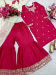 DESIGNER CHINON SILK EMBROIDERY SEQUENCE WITH MOTI WORK TOP SHARARA WITH DUPATTA FESTIVE WEAR WHOLESALE PRICE ETHNIC GARMENT (2)