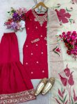 DESIGNER CHINON SILK EMBROIDERY SEQUENCE WITH MOTI WORK TOP SHARARA WITH DUPATTA FESTIVE WEAR WHOLESALE PRICE ETHNIC GARMENT (2)