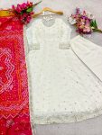 DESIGNER CHINON SILK EMBROIDERY SEQUENCE WORK GOWN BOTTOM WITH DUPATTA FESTIVE WEAR WHOLESALE PRICE ETHNIC GARMENT (6)
