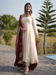 DESIGNER CHINON SILK EMBROIDERY SEQUENCE WORK GOWN BOTTOM WITH DUPATTA FESTIVE WEAR WHOLESALE PRICE ETHNIC GARMENT (6)