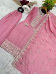 DESIGNER CHINON SILK EMBROIDERY SEQUENCE WORK TOP BOTTOM WITH DUPATTA FESTIVE WEAR WHOLESALE PRICE ETHNIC GARMENT (6)