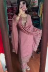 DESIGNER CHINON SILK  EMBROIDERY SEQUENCE WORK TOP PALAZZO WITH DUPATTA  BABY PINK