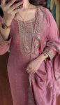 DESIGNER CHINON SILK EMBROIDERY SEQUENCE WORK TOP BOTTOM WITH DUPATTA FESTIVE WEAR WHOLESALE PRICE ETHNIC GARMENT (6)
