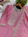 DESIGNER CHINON SILK EMBROIDERY SEQUENCE WORK TOP BOTTOM WITH DUPATTA FESTIVE WEAR WHOLESALE PRICE ETHNIC GARMENT (6)
