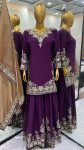 DESIGNER CHINON SILK EMBROIDERY SEQUENCE WORK TOP PALAZZO WITH DUPATTA FESTIVE WEAR WHOLESALE PRICE ETHNIC GARMENT (6)