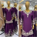 DESIGNER CHINON SILK EMBROIDERY SEQUENCE WORK TOP PALAZZO WITH DUPATTA FESTIVE WEAR WHOLESALE PRICE ETHNIC GARMENT (6)