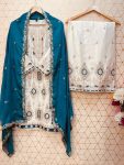 DESIGNER CHINON SILK EMBROIDERY SEQUENCE WORK TOP PALAZZO WITH DUPATTA  RAMA