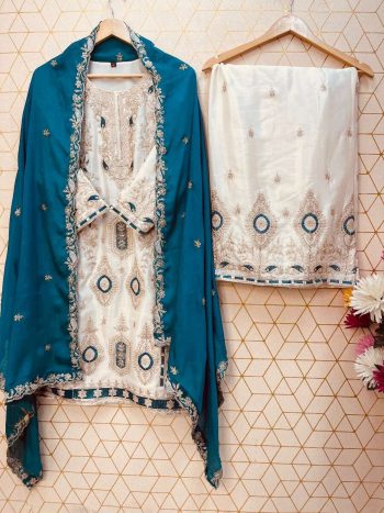 DESIGNER CHINON SILK EMBROIDERY SEQUENCE WORK TOP PALAZZO WITH DUPATTA  RAMA