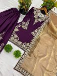 DESIGNER CHINON SILK EMBROIDERY SEQUENCE WORK TOP PALAZZO WITH DUPATTA FESTIVE WEAR WHOLESALE PRICE ETHNIC GARMENT (6)