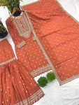 DESIGNER CHINON SILK EMBROIDERY SEQUENCE WORK TOP SHARARA WITH DUPATTA FESTIVE WEAR WHOLESALE PRICE ETHNIC GARMENT (11)