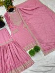 DESIGNER CHINON SILK EMBROIDERY SEQUENCE WORK TOP SHARARA WITH DUPATTA FESTIVE WEAR WHOLESALE PRICE ETHNIC GARMENT (2)