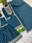 DESIGNER CHINON SILK EMBROIDERY SEQUENCE WORK TOP SHARARA WITH DUPATTA FESTIVE WEAR WHOLESALE PRICE ETHNIC GARMENT (5)