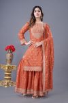 DESIGNER CHINON SILK EMBROIDERY SEQUENCE WORK TOP SHARARA WITH DUPATTA FESTIVE WEAR WHOLESALE PRICE ETHNIC GARMENT (11)