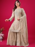 DESIGNER CHINON SILK EMBROIDERY SEQUENCE WORK TOP SHARARA WITH DUPATTA FESTIVE WEAR WHOLESALE PRICE ETHNIC GARMENT (12)