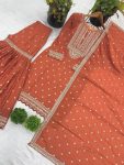 DESIGNER CHINON SILK EMBROIDERY SEQUENCE WORK TOP SHARARA WITH DUPATTA FESTIVE WEAR WHOLESALE PRICE ETHNIC GARMENT (11)