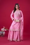 DESIGNER CHINON SILK EMBROIDERY SEQUENCE WORK TOP SHARARA WITH DUPATTA FESTIVE WEAR WHOLESALE PRICE ETHNIC GARMENT (2)