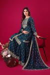 DESIGNER CHINON SILK EMBROIDERY SEQUENCE WORK TOP SHARARA WITH DUPATTA FESTIVE WEAR WHOLESALE PRICE ETHNIC GARMENT (5)