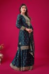 DESIGNER CHINON SILK EMBROIDERY SEQUENCE WORK TOP SHARARA WITH DUPATTA FESTIVE WEAR WHOLESALE PRICE ETHNIC GARMENT (5)