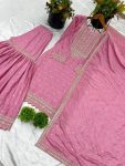 DESIGNER CHINON SILK EMBROIDERY SEQUENCE WORK TOP SHARARA WITH DUPATTA FESTIVE WEAR WHOLESALE PRICE ETHNIC GARMENT (2)