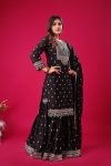 DESIGNER CHINON SILK EMBROIDERY SEQUENCE WORK TOP SHARARA WITH DUPATTA PARTY WEAR WHOLESALE PRICE ETHNIC GARMENT (4)