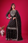 DESIGNER CHINON SILK EMBROIDERY SEQUENCE WORK TOP SHARARA WITH DUPATTA PARTY WEAR WHOLESALE PRICE ETHNIC GARMENT (4)