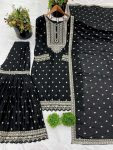 DESIGNER CHINON SILK EMBROIDERY SEQUENCE WORK TOP SHARARA WITH DUPATTA PARTY WEAR WHOLESALE PRICE ETHNIC GARMENT (4)