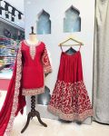 DESIGNER CHINON SILK THREAD WITH SEQUENCE WORK TOP PALAZZO WITH DUPATTA FESTIVE WEAR WHOLESALE PRICE ETHNIC GARMENT (4)