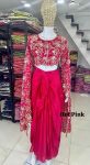 DESIGNER CHINON THREAD, EMBROIDERY ZARI AND SEQUENCE WORK CROP TOP WITH DRAPE SKIRT PARTY WEAR WHOLESALE PRICE ETHNIC GARMENT (3)