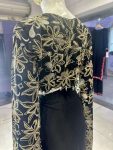 DESIGNER CHINON THREAD, EMBROIDERY ZARI AND SEQUENCE WORK CROP TOP WITH DRAPE SKIRT PARTY WEAR WHOLESALE PRICE ETHNIC GARMENT (4)