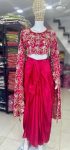 DESIGNER CHINON THREAD, EMBROIDERY ZARI AND SEQUENCE WORK CROP TOP WITH DRAPE SKIRT PARTY WEAR WHOLESALE PRICE ETHNIC GARMENT (3)