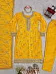 DESIGNER CHINON THREAD SEQUENCE WORK TOP BOTTOM WITH DUPATTA PARTY WEAR WHOLESALE PRICE ETHNIC GARMENT (3)