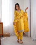 DESIGNER CHINON THREAD SEQUENCE WORK TOP BOTTOM WITH DUPATTA PARTY WEAR WHOLESALE PRICE ETHNIC GARMENT (3)