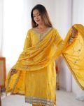 DESIGNER CHINON THREAD SEQUENCE WORK TOP BOTTOM WITH DUPATTA PARTY WEAR WHOLESALE PRICE ETHNIC GARMENT (3)