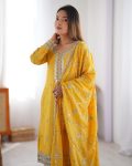 DESIGNER CHINON THREAD SEQUENCE WORK TOP BOTTOM WITH DUPATTA PARTY WEAR WHOLESALE PRICE ETHNIC GARMENT (3)